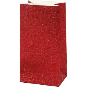 Kimaltava paperipussi 8 kpl 17x6x9 cm, punainen 23149