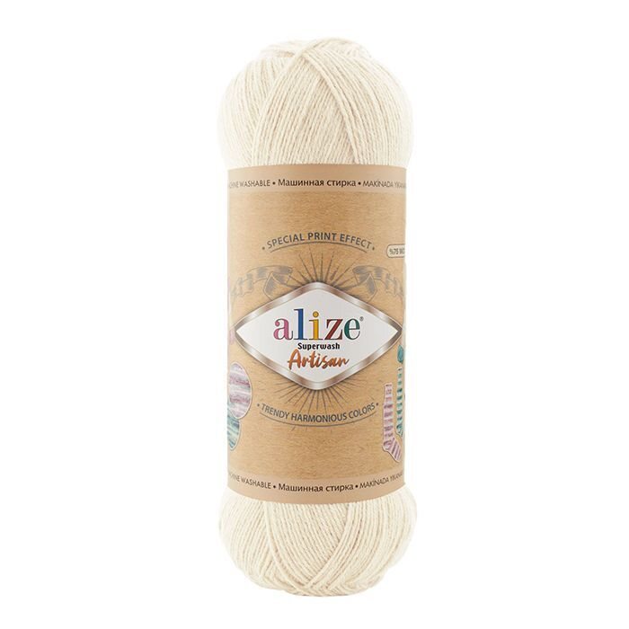Alize Superwash Artisan -sukkalanka 0001 Naturvit
