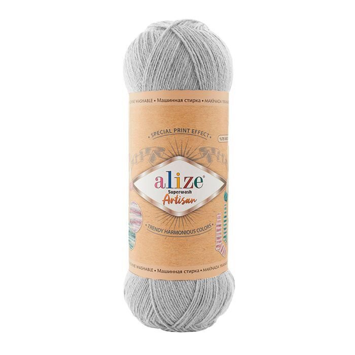 Alize Superwash Artisan -sukkalanka 0836 grå