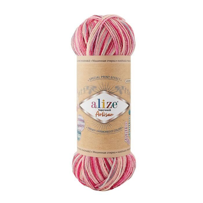 Alize Superwash Artisan -sukkalanka 9002 kirjava rosa