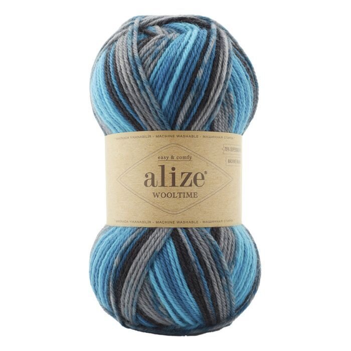 Alize Wooltime -sukkalanka 11017 kirjava Turquoise