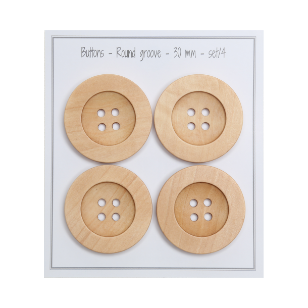 Puunappi "natural" 30 mm - 4 kpl