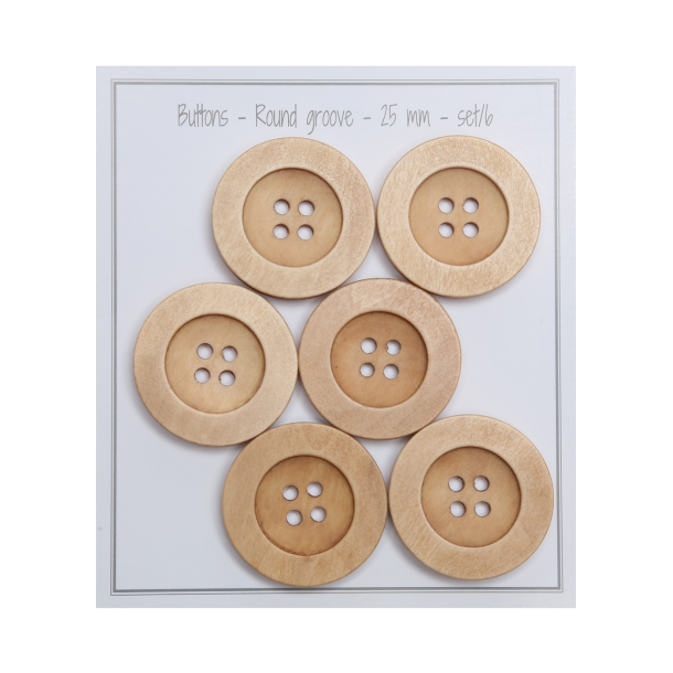 Puunappi "natural" 25 mm - 6 kpl