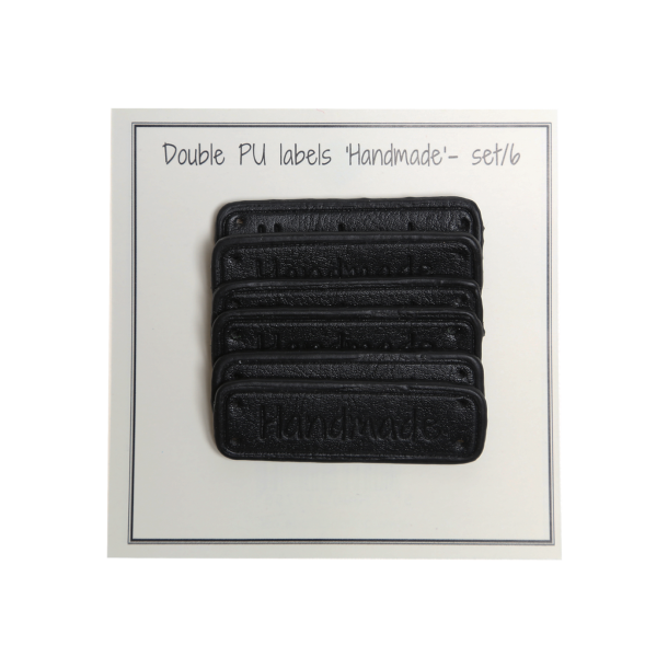 Keinonahka Handmade-merkki 6 kpl Musta