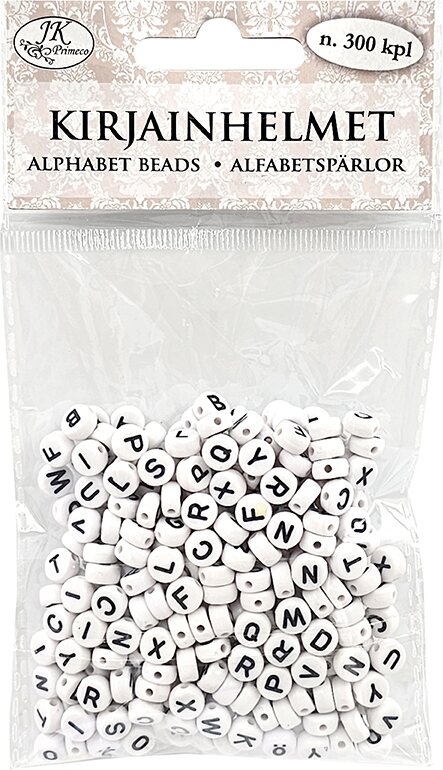 Kirjainhelmet pyöreä Mustavalkoinen