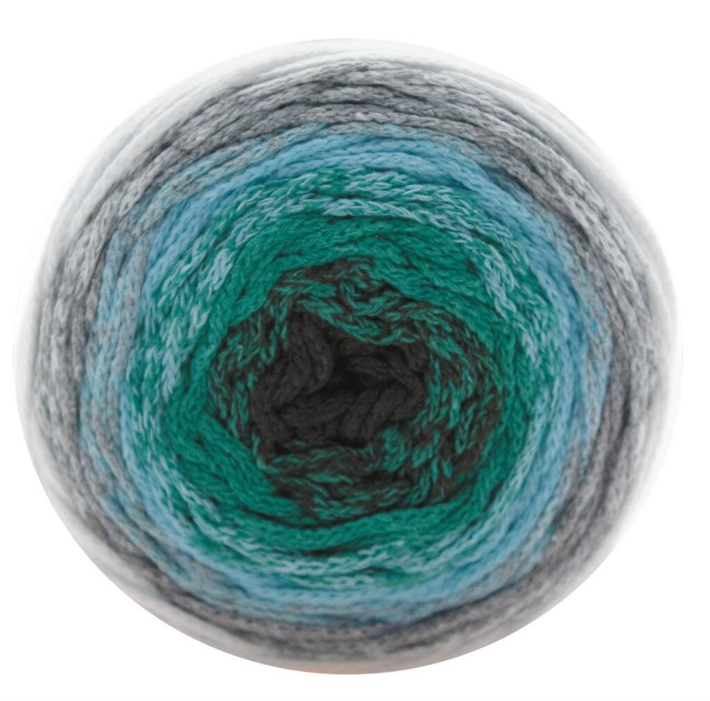 Macramé Cake Ball - kierrätyspuuvillalanka 02 valkoinen-harmaa-sininen