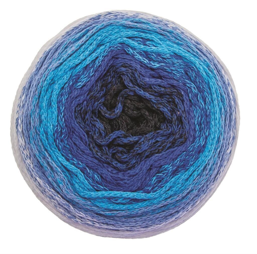 Macramé Cake Ball - kierrätyspuuvillalanka 08 valkoinen-turkoosi-sininen