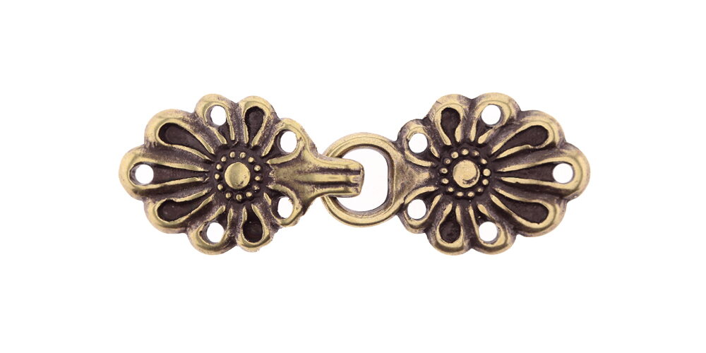 15x50 mm metallihakanen "kukka" Pronssi