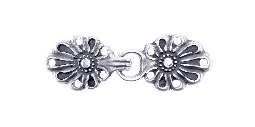15x50 mm metallihakanen "kukka" Hopea