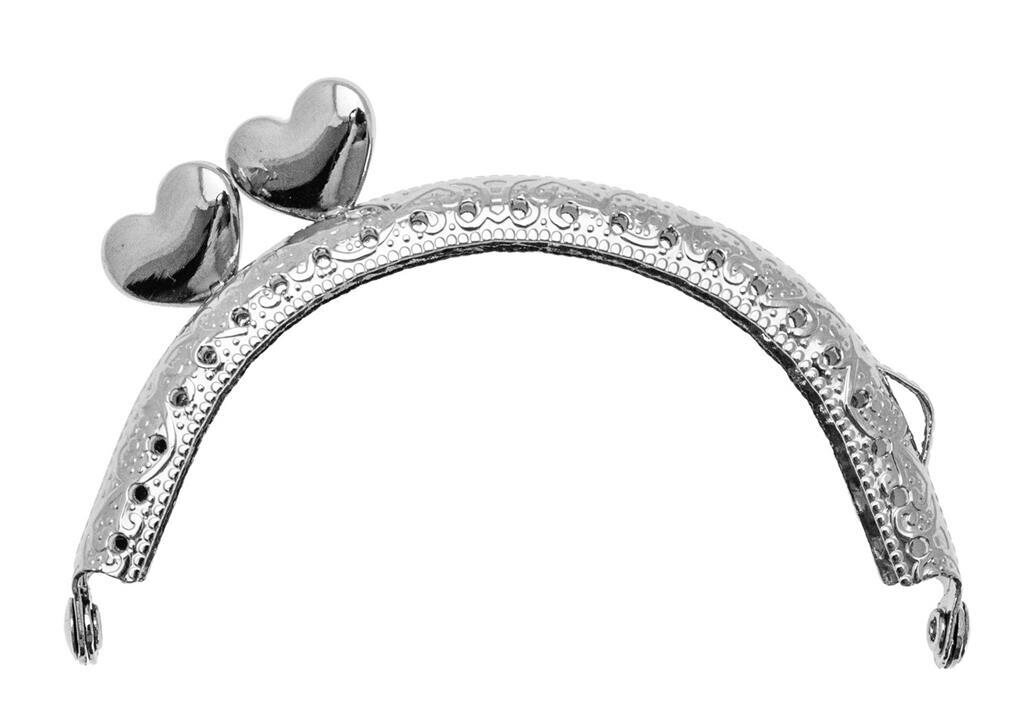 Kaareva kukkaronkehys 8x4,2 cm, sydän Hopea