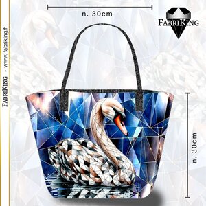 Fabriking Puuvillasatiini, Geometric Swan blue