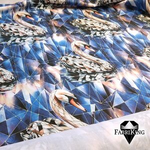Fabriking Puuvillasatiini, Geometric Swan blue