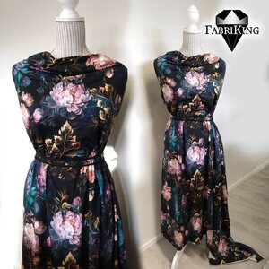 Fabriking Trikoo, Night Peonies blue