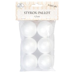 KNITS Styrox -pallo 4,5 cm 6 pc