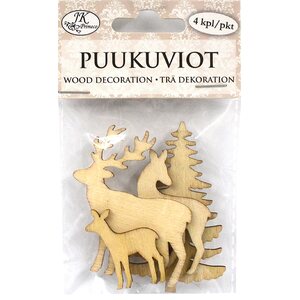 Peurat ja kuuset puukuviot 4 kpl