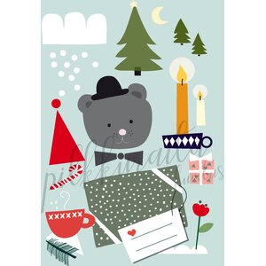 Pilkkuraita postikortti "Karhuherran joulu"