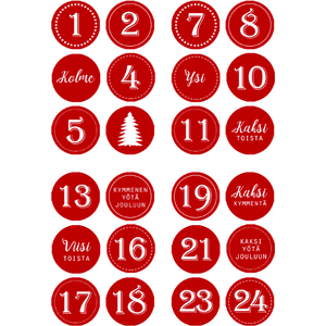 Primeco Joulukalenteritarra punavalkoinen