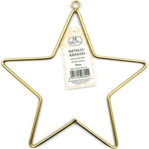 Primeco Kultainen tähti metallikranssi 19 cm