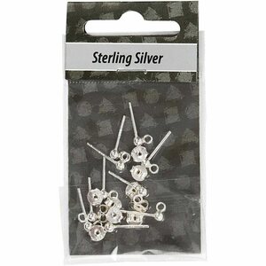 Korvanappi sterling-hopea 10 kpl
