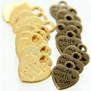 Made with love -sydänriipus pronssi 10kpl