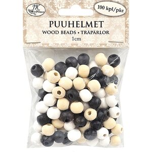 Puuhelmet 10 mm 100 kpl mustavalkoinen