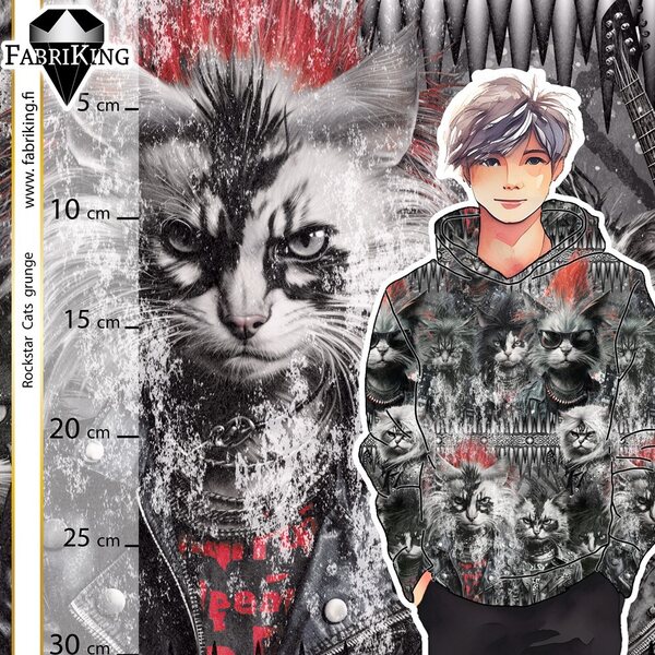 Fabriking Trikoo, Rockstar Cats red grunge