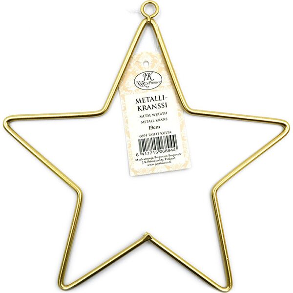 Primeco Kultainen tähti metallikranssi 19 cm