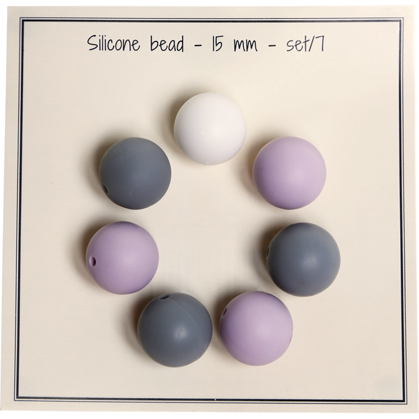 Siliconebeads 15 mm Lavender-grey 19016
