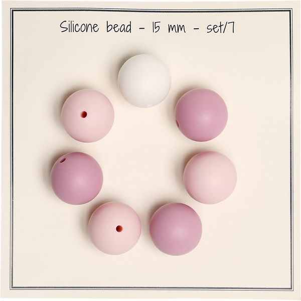 Siliconebeads 15 mm pink-Rose 19014