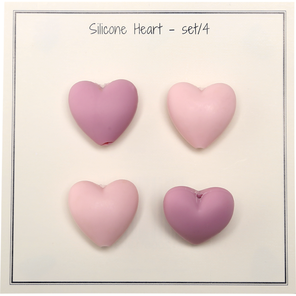 Siliconebeads Heart pink-Rose 19037