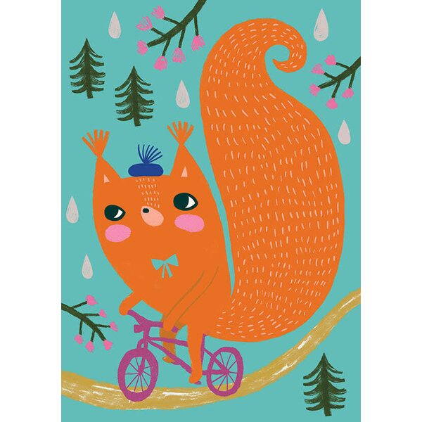 Postikortti Mira Mallius - Orava pyöräilee